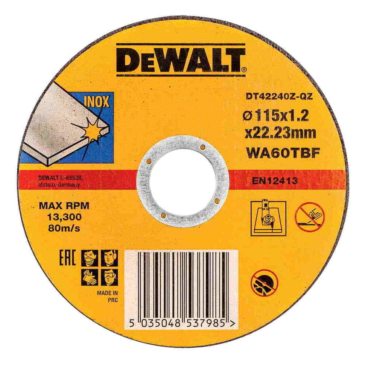 Круг отрезной по металлу DeWalt INDUSTRIAL DT42240Z 115х22.2х1.2мм — Фото 1